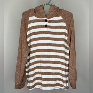 EASY PEASY brown stripped long sleeve shirt with hood size boys 5T